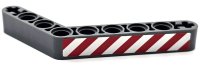 LEGO part Technic, Liftarm, Modified Bent Thick 1 x 9 (6 - 4) with Red and White Danger Stripes Pattern Model Right Side (Sticker) - Set 42080 6629pb035R