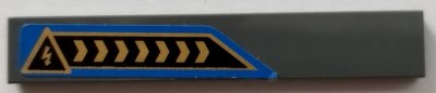 LEGO onderdeel Tile 1 x 6 with Gold Chevrons and Electricity Danger Triangle on Back and Blue Background Pattern Model Right Side (Sticker) - Set 70731 (6636pb316R)