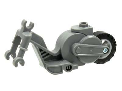 LEGO part Flywheel Stuntz Riding Cycle with Light Bluish Gray Rear Wheel and Black Tire (69869c01)