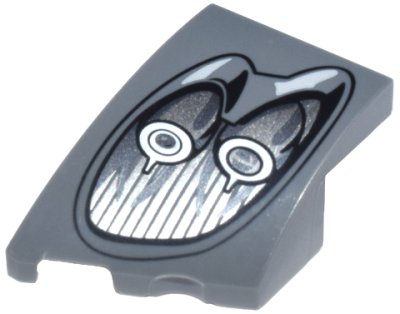 LEGO part Wedge 3 x 2 Left No Studs with Pagani Utopia Car Headlight, 2 Silver Bulbs and Black Outline Pattern (80177pb006)