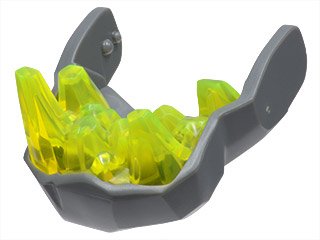 LEGO part Large Figure Head Rock Monster King, Jaw Lower with Trans-Neon Green Teeth (85046c01)