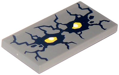 LEGO part Tile 2 x 4 with Rock Creature Face with Yellow Eyes Pattern (87079pb0459)