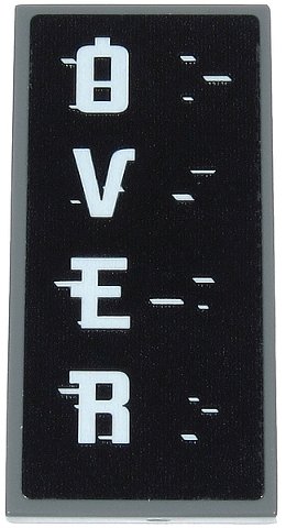 LEGO part Tile 2 x 4 with White 'OVER', Stripes and Pixels Pattern (Sticker) - Set 71712 (87079pb0694)