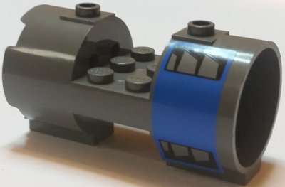 LEGO part Cylinder 3 x 6 x 2 2/3 Horizontal - Square Connections with Vents on Blue Background Pattern on Both Sides (Stickers) - Set 7962 (93168pb04)