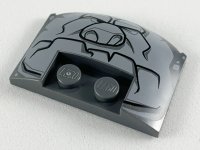 LEGO onderdeel Wedge 3 x 4 x 2/3 Triple Curved with Light Bluish Gray Rock Creature Face Pattern 93604pb005