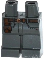 LEGO part Hips and Legs with Pockets, Brown Belt with Copper Buckle and Holster Pattern (970c00pb0416)