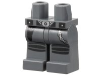 LEGO part Hips and Legs with Black Belt with Silver Buckle, Chain, Knee Pads Pattern 970c00pb0774