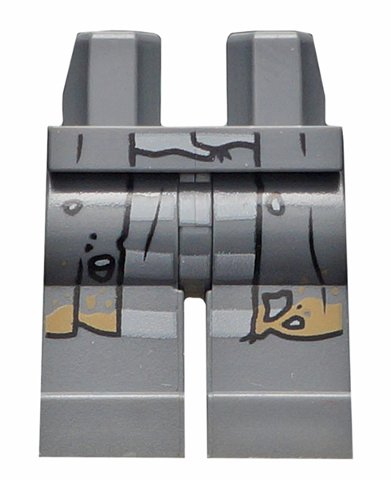 LEGO part Hips and Legs with Long Coattails, Light Bluish Gray and Dark Bluish Gray Stripes Pattern (970c00pb0982)