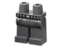 LEGO part Hips and Legs with Black Belt with Silver Buckle and Studs, Silver Watch Chain Pattern 970c00pb1055