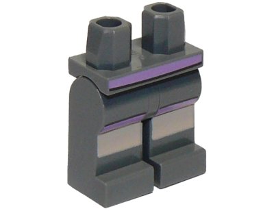 LEGO part Hips and Legs with Light Nougat and Medium Lavender Stripes Pattern (970c00pb1264)