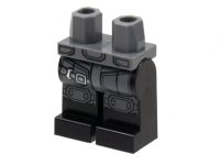 LEGO part Hips and Black Legs with Dark Bluish Gray Armor, Silver Strap and Buckle Pattern 970c11pb49