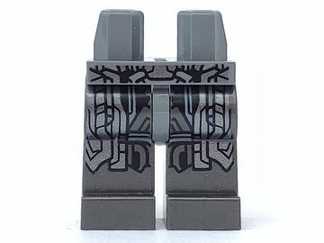 LEGO part Hips and Pearl Dark Gray Legs with Silver Armor Pattern (970c77pb03)