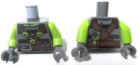 LEGO part Torso Shirt with Black Stripes, Brown Belts with Pockets and 3 Lime Toxic Bulbs Pattern / Lime Arms / Dark Bluish Gray Hands 973pb1989c01