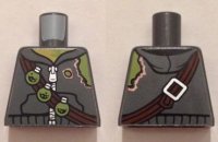 LEGO part Torso Hoodie with Zipper, Torn Shoulder, Bandolier with 3 Toxic Bulbs Pattern 973pb2013