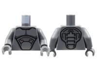 LEGO part Torso Armor, Silver and Black Panels and Contours Pattern / Dark Bluish Gray Arms / Dark Bluish Gray Hands 973pb4565c01