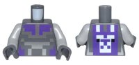 LEGO part Torso Pixelated Silver, White, and Dark Purple Armor and Llama Pattern / Light Bluish Gray Arms / Dark Bluish Gray Hands 973pb4804c01