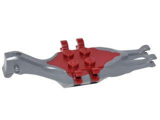 LEGO onderdeel Dinosaur Body Pteranodon, 4 Studs, 6 Clips with Fixed Dark Red Top (98085c03)