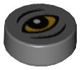 LEGO part Tile, Round 1 x 1 with Eye Erumpent Pattern (98138pb093)