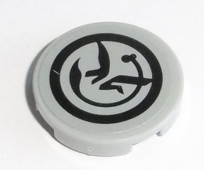 LEGO part Carreau, Rond 2 x 2 with Bottom Stud Holder with Black Yoda's Jedi Starfighter Symbol Pattern (Sticker) - Set 75168 (14769pb181)
