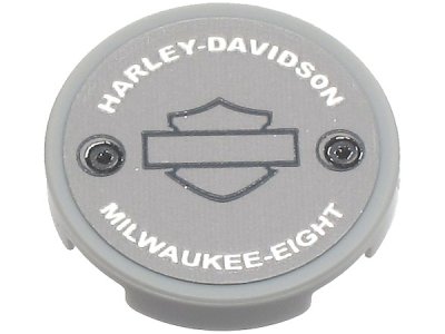 LEGO part Baldosa, Redonda 2 x 2 con Soporte de Espiga Inferior con Patrón de 'HARLEY-DAVIDSON' y 'MILWAUKEE-EIGHT' Plateados (Pegatina) - Set 10269 (14769pb302b)
