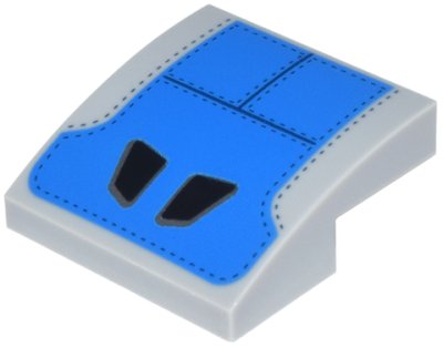 LEGO part Schräge, Gebogen 2 x 2 x 2/3 mit schwarzem Kopfstützen-Formen auf blauen Sitzflächenpanelen mit Nähten Muster (15068pb464)