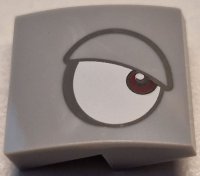 LEGO part Slope, Curved 2 x 2 x 2/3 with White Eye, Dark Red Pupil and Dark Bluish Gray Outlined Eyelid Pattern Model Right Side (Super Mario Rambi) 15068pb506R