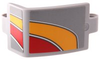 LEGO part Technic, Schräge Platte 3 x 5 x 3 mit hellhelles Orange, Rot und Weiß gebogene Streifen-Muster Modell rechte Seite (Aufkleber) - Set 42098 24116pb044R