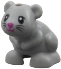 LEGO part Hamster / Mouse, Friends / Elves with Black Eyes and Whiskers and Magenta Nose and Mouth Pattern (Molly) 24183pb03