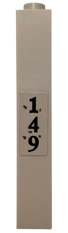 LEGO part Brick 1 x 1 x 5 - Solid Stud with Black '149' on Light Bluish Gray Background Pattern (Sticker) - Set 75810 2453bpb04