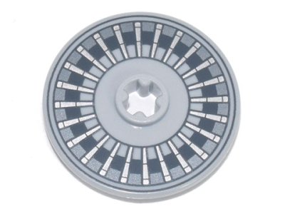 LEGO part Technic, Disque 3 x 3 avec Motif Cercles Noirs et Gris Bleuté Foncé avec Rayons Argentés (2723pb095)