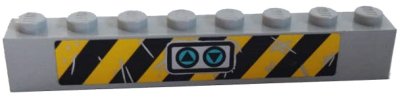 LEGO part Mattone 1 x 8 con Motivo Triangoli Su e Giù e Graffi su Strisce di Pericolo Nere e Gialle (Adesivo) - Set 75927 (3008pb172)