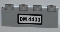 LEGO part Brick 1 x 4 with 'DM 4433' on White Background Pattern (Sticker) - Set 4433 3010pb156