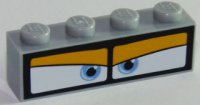 LEGO part Brick 1 x 4 with Blue Eyes on White Background in Black Frame Pattern 3010pb212