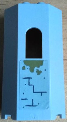 LEGO part Panel 3 x 4 x 6 avec Fenêtre avec Briques, Mortier Gris Bleuâtre Foncé et Pattern Mousse Vert Olive 1 (Autocollant) - Set 70435 (30246pb06)