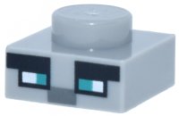LEGO part Plate 1 x 1 with Dark Turquoise and White Squares, Dark Bluish Gray and Black Rectangles Pattern (Minecraft Micromob Pillager Face) 3024pb037