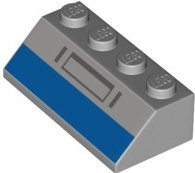 LEGO part Schräge 45 2 x 4 con Striscia Blu e Rettangolo e Linee Grigio Blu Scuro 3037pb062