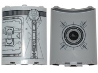 LEGO part Cylinder Quarter 4 x 4 x 6 with SW Droid Escape Pod Pattern 4 Outside and Round Window and Star Destroyer Pattern Inside (Stickers) - Set 75136 30562pb043