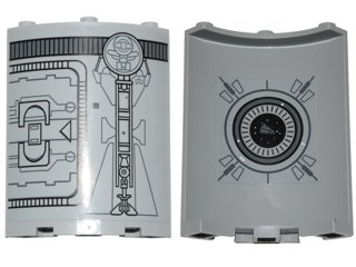 LEGO part Cylinder Quarter 4 x 4 x 6 with SW Droid Escape Pod Pattern 4 Outside and Round Window and Star Destroyer Pattern Inside (Stickers) - Set 75136 (30562pb043)