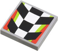 LEGO part Fliese 2 x 2 mit Schachbrett Muster mit rotem und grünlichem Rand (Aufkleber) - Set 4433 3068pb0594
