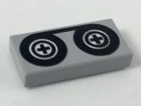 LEGO part Carrelage 1 x 2 with Black Tape Reels Pattern 3069p02