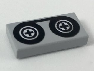 LEGO part Piastrella 1 x 2 con Motivo Bobine di Nastro Nero (3069p02)