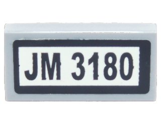 LEGO part Carreau 1 x 2 with Black 'JM 3180' Pattern on White Background (Sticker) - Set 3180 (3069pb0130)