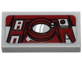 LEGO part Piastrella 1 x 2 with Dark Red Console with Screen and Control Buttons Pattern (Adesivo) - Set 75099 (3069pb0413)
