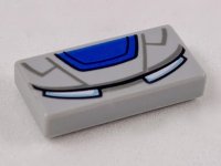 LEGO part Platte 1 x 2 mit blauem Trapez und metallisch hellblauem Auge (Iron Man Stirn) Muster 3069pb0707