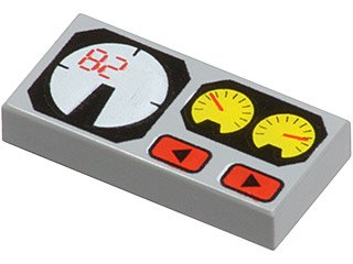 LEGO part Piastrella 1 x 2 con Numero Rosso 82, Manometri Giallo e Bianco Pattern (3069px19)