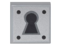 LEGO onderdeel Tegel 1 x 1 met Zwart Sleutelgat en 4 Stippen op Zilveren Achtergrond Patroon 3070pb081