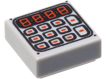 LEGO part Platte 1 x 1 mit schwarzem und rotem digitalen Tastenfeld Muster (3070pb089)