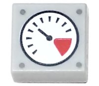 LEGO part Fliese 1 x 1 mit Weiß und Rot Gauge, Schwarze dünne Nadel und Nieten Muster 3070pb180
