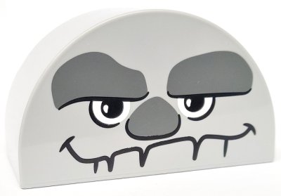 LEGO part Duplo, Stein 2 x 4 x 2 Schräge Curved Double mit Dark Bluish Gray Eyebrows und Nose, Black und White Eyes und Mouth Muster (Frozen Earth Giant Face) (31213pb047)