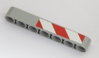 LEGO part Technic, Liftarm Thick 1 x 7 with Red and 2 White Danger Stripes Pattern Model Right Side (Sticker) - Set 42043 32524pb028R